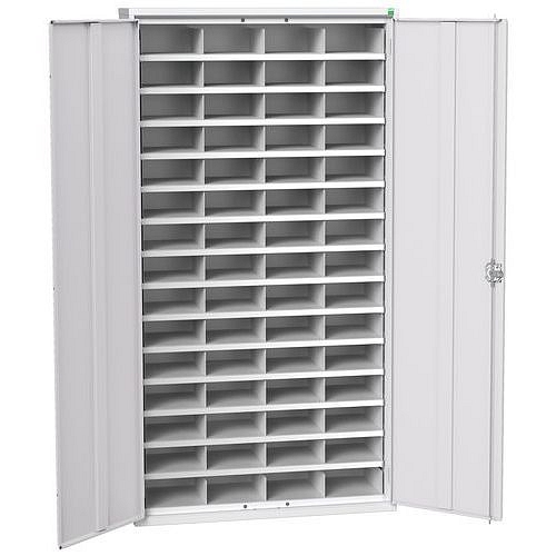 Kovová dílenská skříň Bott Verso s přihrádkami, 200 x 105 x 35 cm, 60 přihrádek, šedá-šedá