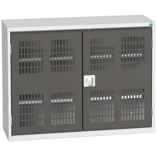 Dílenská skříň policová Bott Verso, drátěné dveře, 80 x 105 x 35 cm, 2 police, šedá-antracit