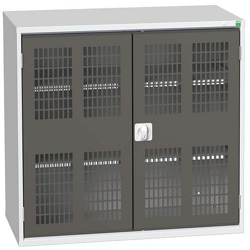 Dílenská skříň policová Bott Verso, drátěné dveře, 100 x 105 x 55 cm, 2 police, šedá-antracit