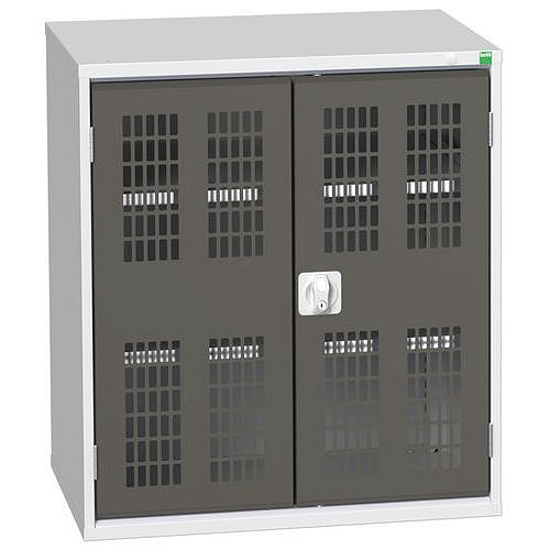 Dílenská skříň policová Bott Verso, drátěné dveře, 90 x 80 x 55 cm, 2 police, šedá-antracit