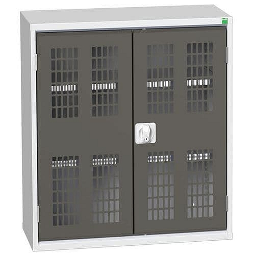 Dílenská skříň policová Bott Verso, drátěné dveře, 90 x 80 x 35 cm, 2 police, šedá-antracit