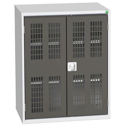 Dílenská skříň policová Bott Verso, drátěné dveře, 100 x 80 x 55 cm, 2 police, šedá-antracit