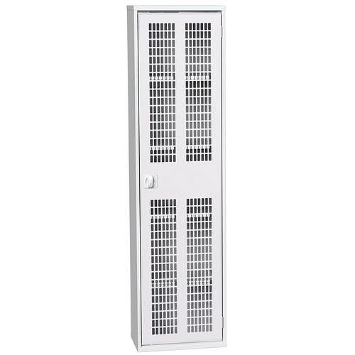 Dílenská skříň policová Bott Verso, drátěné dveře, 200 x 52,5 x 35 cm, 4 police, šedá-šedá