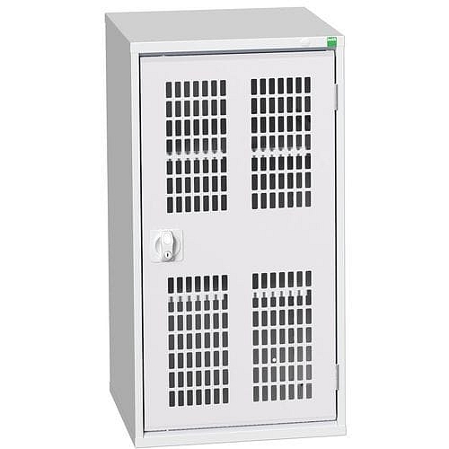 Dílenská skříň policová Bott Verso, drátěné dveře, 100 x 52,5 x 55 cm, 2 police, šedá-šedá