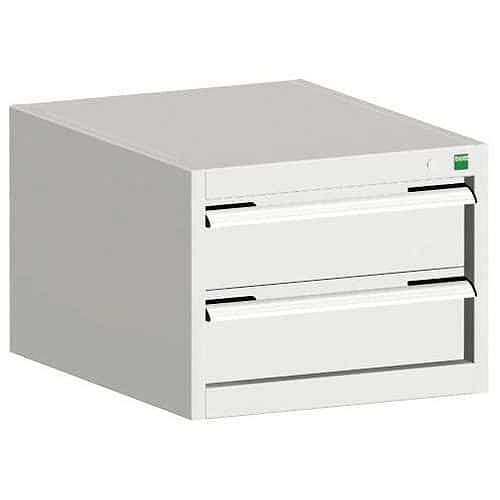 Dílenská zásuvková skříň Bott Cubio, 40 x 52,5 x 65 cm, 2 zásuvky, šedá-šedá