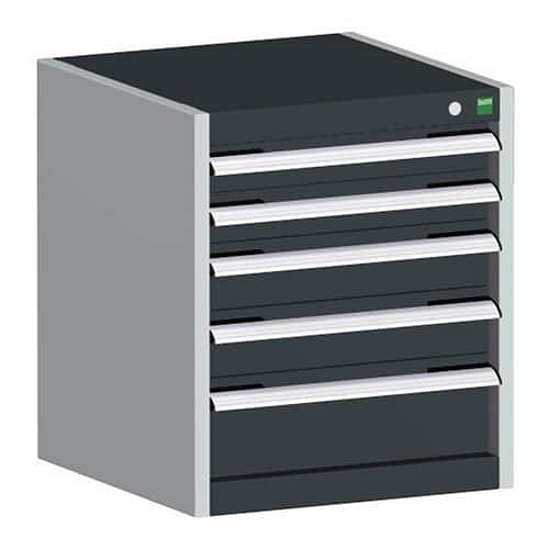 Dílenská zásuvková skříň Bott Cubio, 60 x 52,5 x 52,5 cm, 5 zásuvek, šedá-antracit