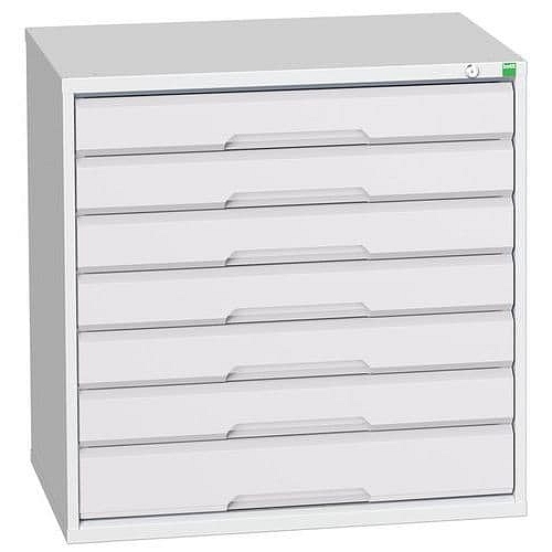 Dílenská zásuvková skříň Bott Verso, 80 x 80 x 55 cm, 7 zásuvek, šedá-šedá