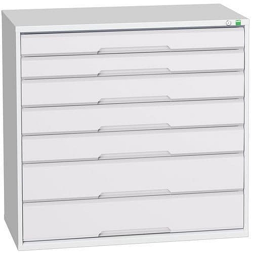 Dílenská zásuvková skříň Bott Verso, 100 x 105 x 55 cm, 7 zásuvek, šedá-šedá