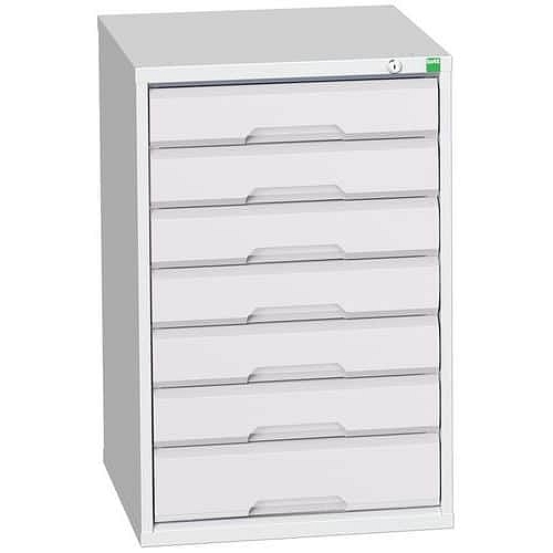 Dílenská zásuvková skříň Bott Verso, 80 x 52,5 x 55 cm, 7 zásuvek, šedá-šedá