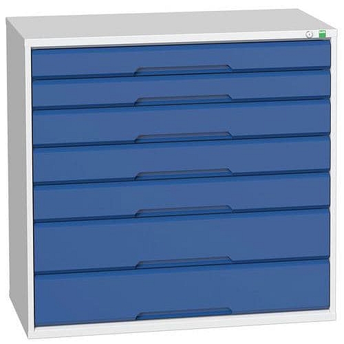 Dílenská zásuvková skříň Bott Verso, 100 x 105 x 55 cm, 7 zásuvek, šedá-modrá