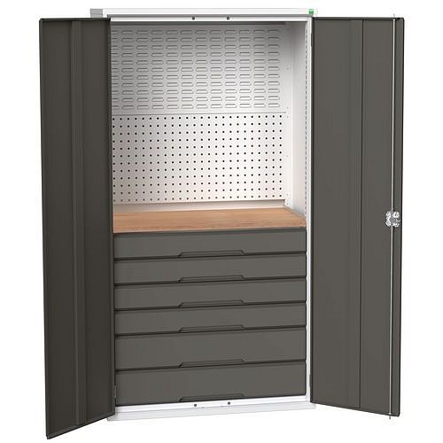 Dílenská skříň se zásuvkami Bott Verso, 200 x 105 x 55 cm, 6 zásuvek, šedá-antracit