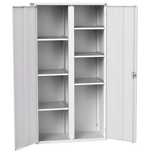 Kovová skříň pro údržbu Bott Verso, 200 x 105 x 55 cm, 6 polic, šedá-šedá