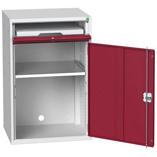 Nízká počítačová skříňka Bott, 100 x 65 x 55 cm, šedá-červená