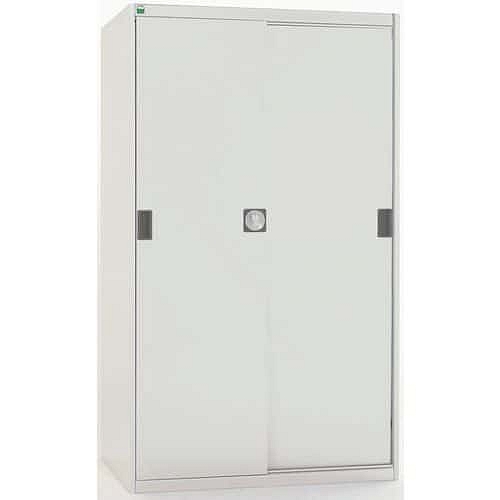 Dílenská skříň s posuvnými dveřmi, 160 x 105 x 52,5 cm, 3 police, šedá-šedá