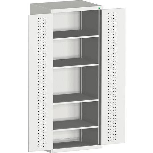 Dílenská skříň Bott Cubio, 200 x 80 x 65 cm, perfo dveře, šedá-šedá