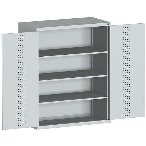 Dílenská skříň Bott Cubio 160, 160 x 130 x 65 cm, perfo dveře, šedá-šedá