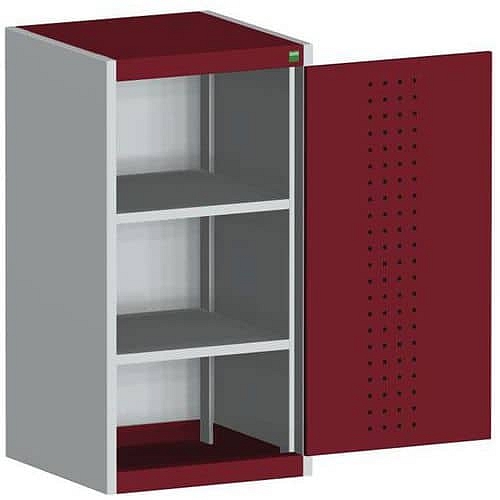 Dílenská skříň Bott Cubio, 100 x 52,5 x 52,5 cm, perfo dveře, šedá-červená