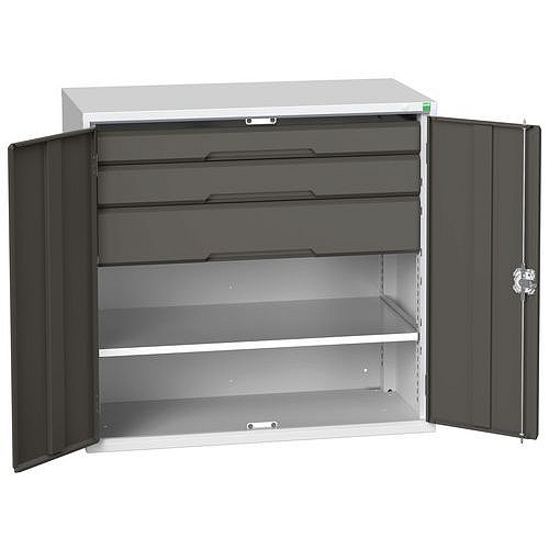 Dílenská skříň se zásuvkami Bott Verso, 100 x 105 x 55 cm, 1 police, 3 zásuvky, šedá-antracit