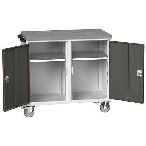 Údržový zásuvkový vozík Bott Verso, 98 x 105 x 60 cm, 2 skříňky, linoleum, šedá-antracit