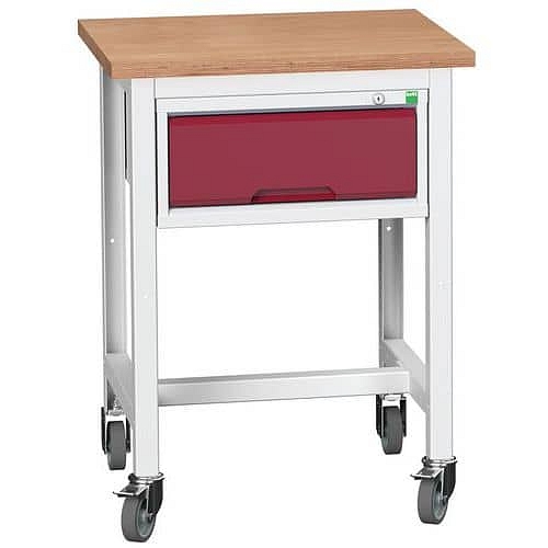 Mobilní dílenský stůl Bott Verso Storage, 93 x 70 x 60 cm, 1 zásuvka, multiplex, šedá-červená