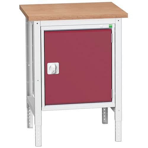 Dílenský stůl Bott Verso, 78-93 x 70 x 60 cm, 1 skříňka, multiplex, šedá-červená