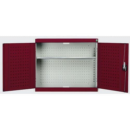 Závěsné skříňky Bott Cubio s perfopanely, 1 police, 70 x 80 x 32,5 cm, šedá-červená