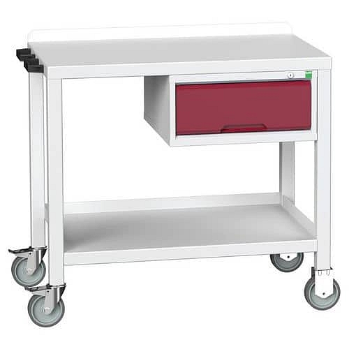 Mobilní dílenský stůl Bott Verso Weld, 91 x 100 x 60 cm, 1 zásuvka, ocel, šedá-červená