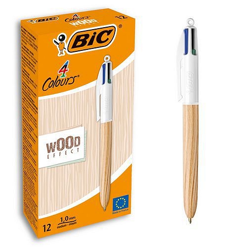 Sada 12 čtyřbarevných zasouvacích per 4 Couleurs Wood Style - BIC