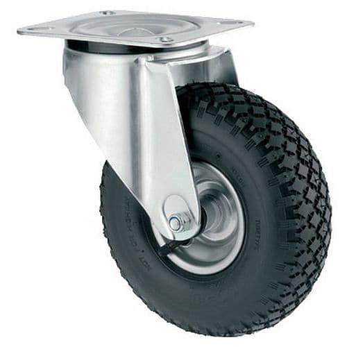 Bantamové kolo s přírubou, průměr 260 mm, otočné, černé, valivé ložisko