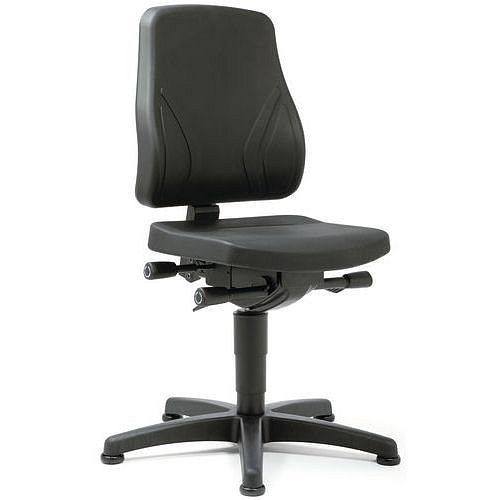 Pracovní židle Bimos All In One 9630 s kluzáky bez podnožky, koženkový sedák, nízké opěradlo, černá