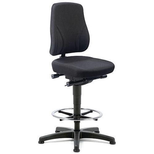 Pracovní židle Bimos All In One 9631 s kluzáky, s podnožkou, látkový sedák, nízké opěradlo, černá