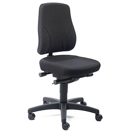 Pracovní židle Bimos All In One 9633 s kolečky, bez podnožky, látkový sedák, nízké opěradlo, černá