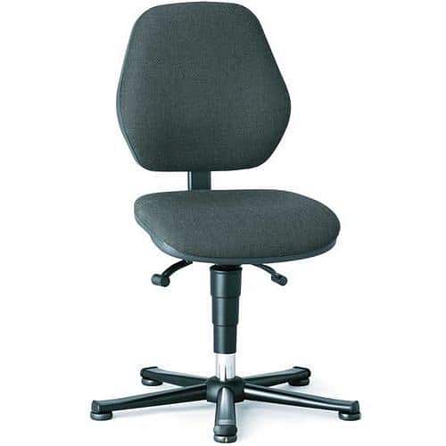 Pracovní antistatická ESD židle Bimos Basic 9150E s kluzáky, bez podnožky, látka, nízké opěradlo, černá