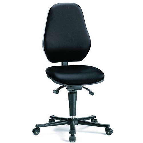 Pracovní antistatická ESD židle Bimos Basic 9155E s kolečky, bez podnožky, koženka, vysoké opěradlo, černá