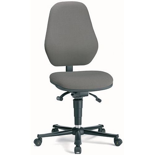 Pracovní antistatická ESD židle Bimos Basic 9155E s kolečky, bez podnožky, látka, vysoké opěradlo, šedá