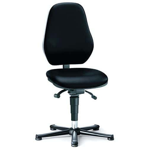 Pracovní antistatická ESD židle Bimos Basic 9157E s kluzáky, bez podnožky, látka, vysoké opěradlo, šedá