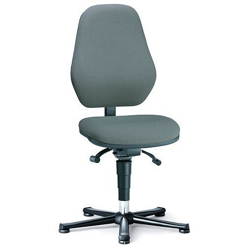 Pracovní antistatická ESD židle Bimos Basic 9157E s kluzáky, bez podnožky, koženka, vysoké opěradlo, šedá