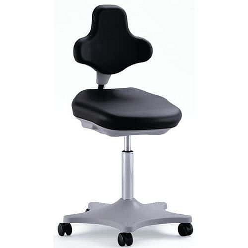 Pracovní antistatická ESD židle Labster Bimos 9103E s kolečky, koženka, černá