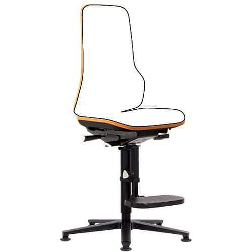 Pracovní antistatická ESD židle Bimos Neon 9561E s kluzáky, s podnožkou,  permanentní kontakt, šedá/oranžová