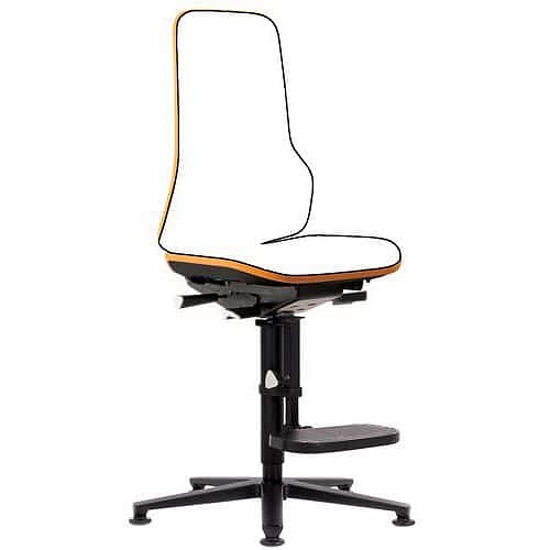 Rám pracovní antistatické  ESD židle Neon Bimos 9571E, synchronní mechanismus, kluzáky s podnožkou, oranžová