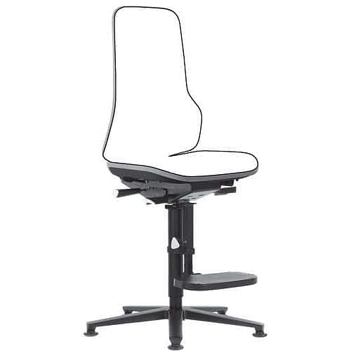 Pracovní antistatická ESD židle Bimos Neon 9571E s kluzáky, s podnožkou, synchronní mechanismus, šedá/šedá