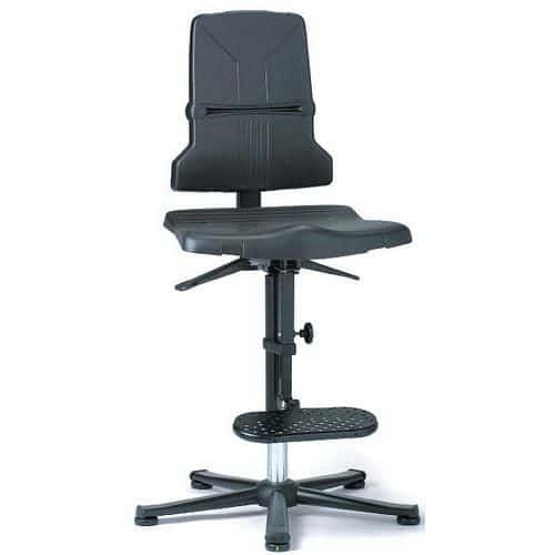 Rám pro pracovní antistatické ESD židle Bimos Sintec 9801E s nožní opěrkou, synchronní mechanismus, kluzáky , modrá, hmotnost židle 20 kg