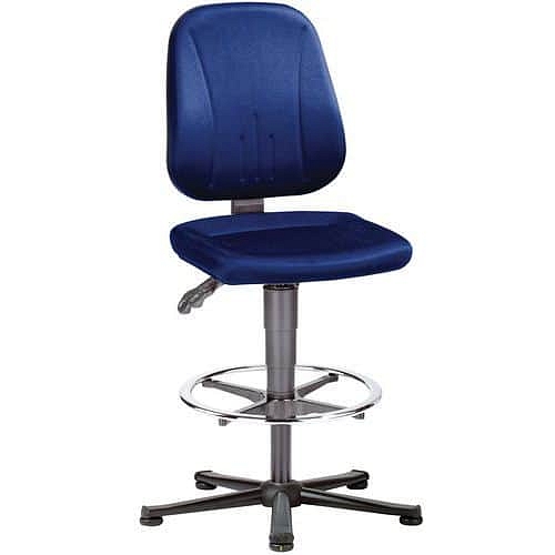 Pracovní antistatická ESD židle Bimos Unitec 9651E s kluzáky, s podnožkou, látka, modrá