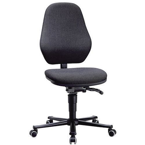 Pracovní laboratorní žídle Bimos Basic 9138 s kolečky, bez podnožky, synchronní mechanismus, látka, vysoké opěradlo, černá