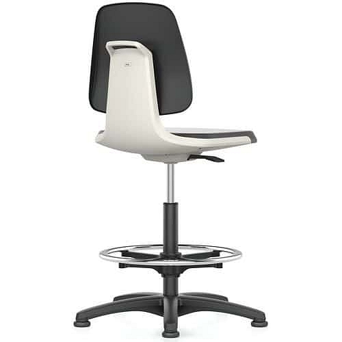 Pracovní židle Bimos Labsit 9121 s kluzáky, s podnožkou, potah Supertec, šedá/bílá