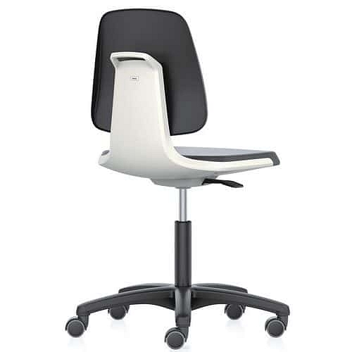 Pracovní židle Bimos Labsit  9123, opěrka s funkcí Flex 3D, potah Supertec, hliníkový kříž, bílá/antracit