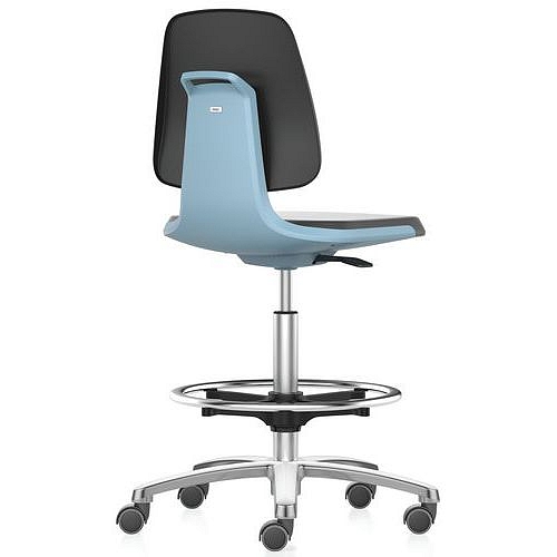 Pracovní židle Bimos Labsit 9125 s funkcí Flex 3D, potah Supertec, s podnožkou,hliníkový kříž, modrá/antracit