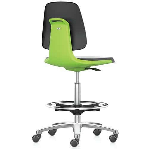 Pracovní židle Bimos Labsit 9125 s funkcí Flex 3D, potah Supertec, s podnožkou, hliníkový kříž, zelená/antracit