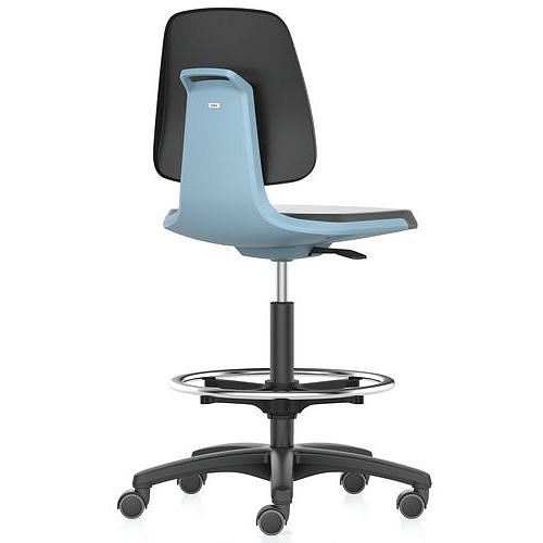 Pracovní židle Bimos Labsit 9125 s funkcí Flex 3D, potah Supertec, s podnožkou, plastový kříž, modrá/antracit