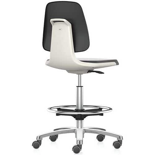 Pracovní židle Bimos Labsit 9125 s funkcí Flex 3D, potah Supertec, s podnožkou, hliníkový kříž, bílá/antracit